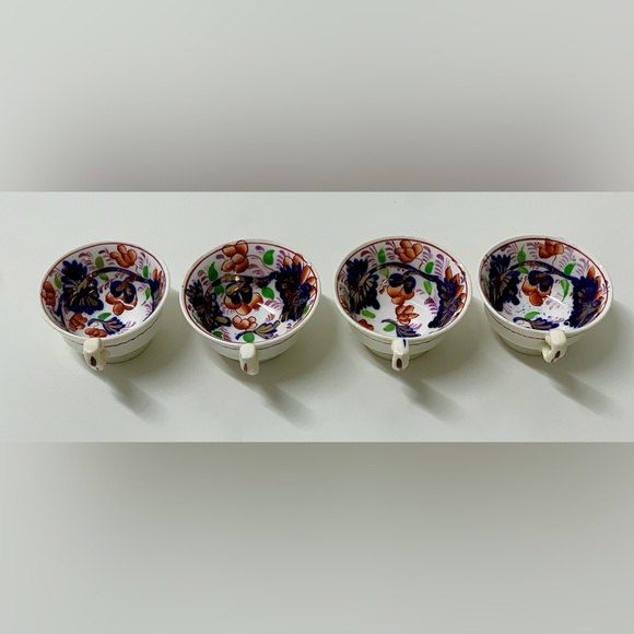19th Century Antique Gaudy Welsh Grape Pattern (lot of 4) Miniature Cups - Picture 12 of 16